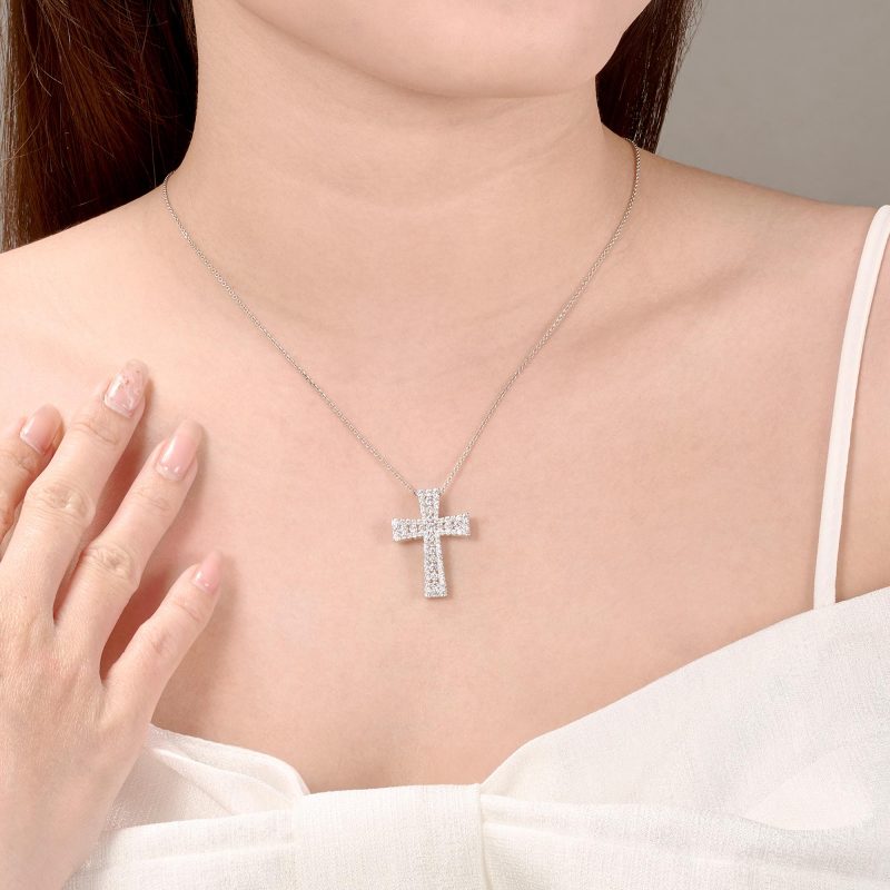 Dây Chuyền Vàng Trắng Mặt Thánh Giá Tinh Xảo DD006 - Hình ảnh 4
