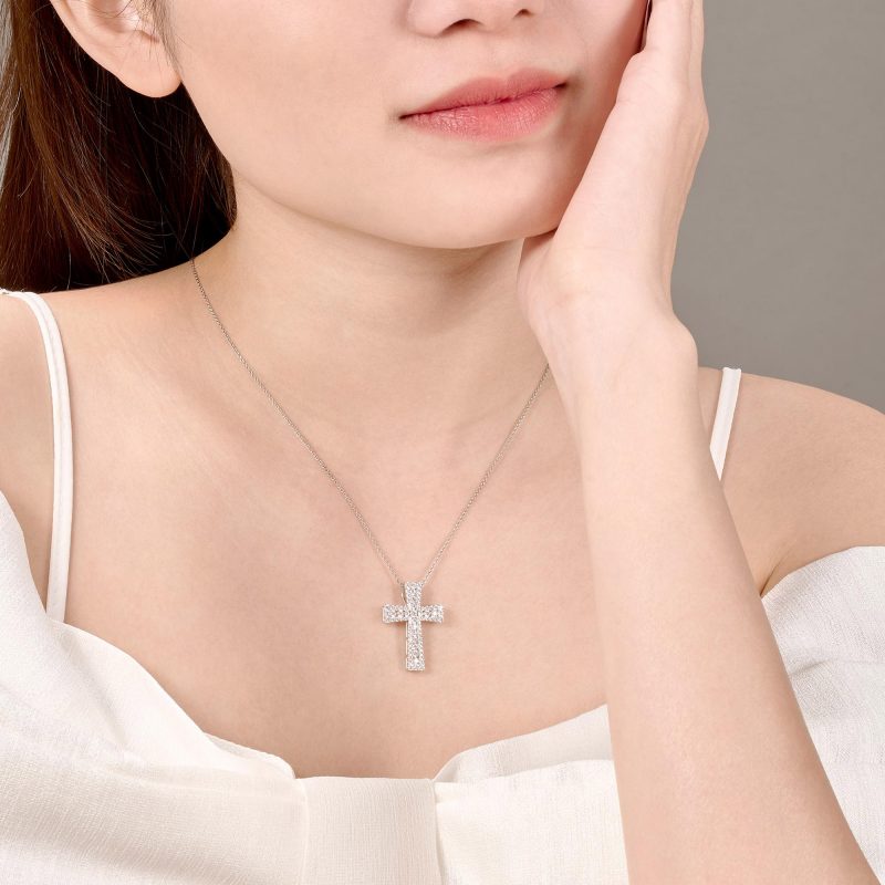 Dây Chuyền Vàng Trắng Mặt Thánh Giá Tinh Xảo DD006 - Hình ảnh 6