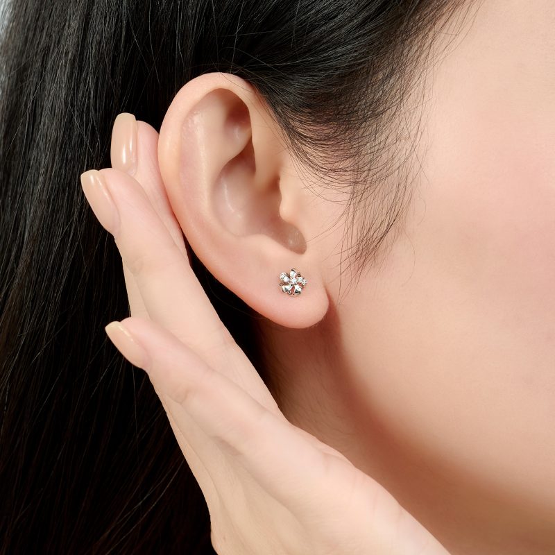 Bông Tai Kim Cương Moissanite Halo Lấp Lánh DD007 - Hình ảnh 2