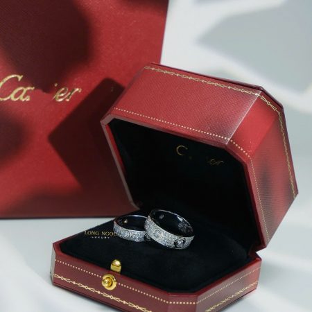 Nhẫn cưới vàng trắng đính kim cương N221.34/524