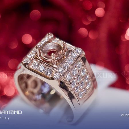 Nhẫn nam vàng hồng đính kim cương cuốn hút N708.2