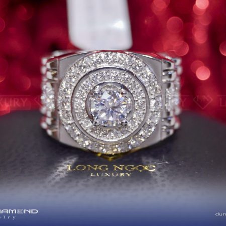 Nhẫn vàng trắng đính full kim cương sang trọng N612.6