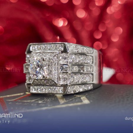 Nhẫn đính full kim cương Titan Block N982.3