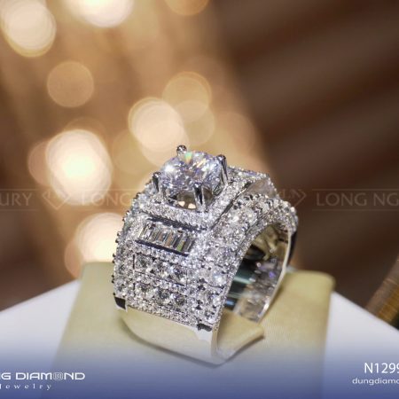 Nhẫn đính full kim cương Alpha Prime N1299.10