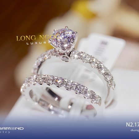 Cặp nhẫn vàng trắng đính kim cương Princess Modern N2.179/N179.202