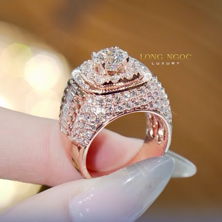 Nhẫn vàng hồng đính kim cương N885.14