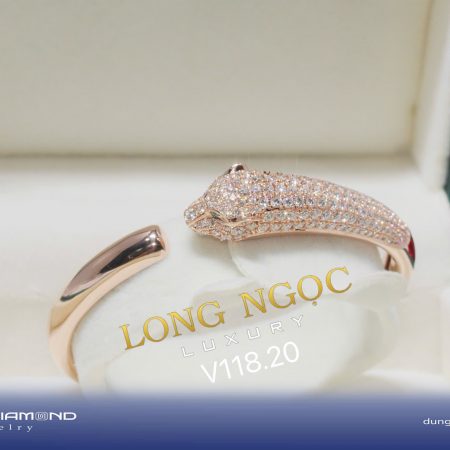 Vòng tay dáng báo hoa mai đính KC V118.20