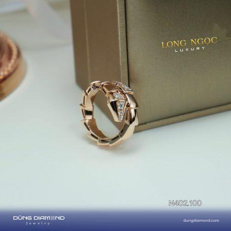 Nhẫn kiểu dáng hiện đại Snake curled up đính KC N402.100