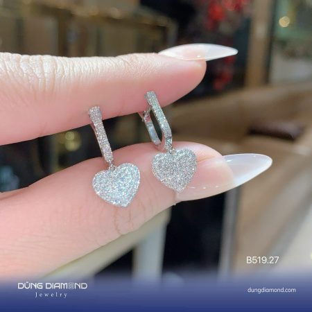 Bông tai nữ trái tim đính KC B519.27