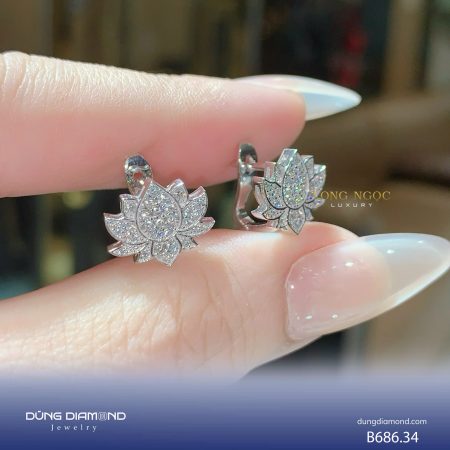Bông tai nữ hình hoa sen đính KC B686.34