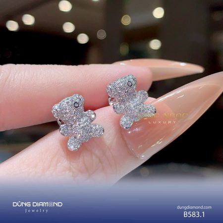 Bông tai nữ hình gấu đính KC B583.1