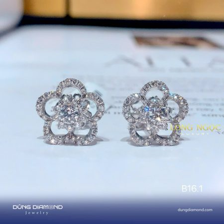 Bông tai nữ bông hoa đính KC B16.1